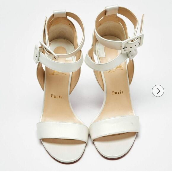 Christian Louboutin White Stiletto Heels with Peep-Toe style is Multipot - Picture 1 of 11